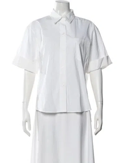 Pre-owned Twp Short Sleeve Button-up Top In White