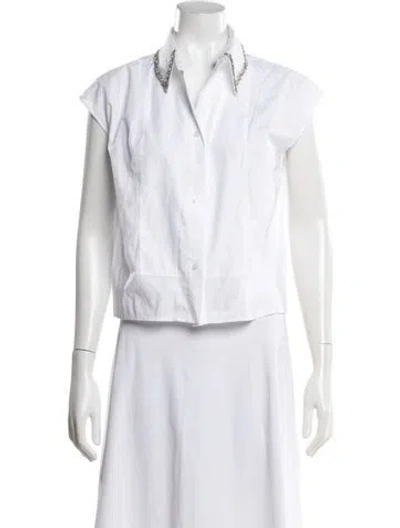 Pre-owned Twp Short Sleeve Button-up Top In White