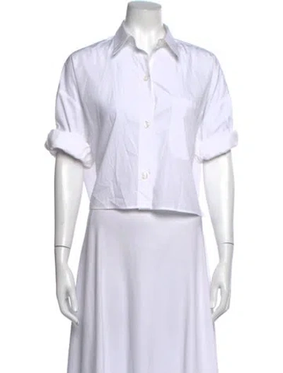 Pre-owned Twp Short Sleeve Button-up Top In White