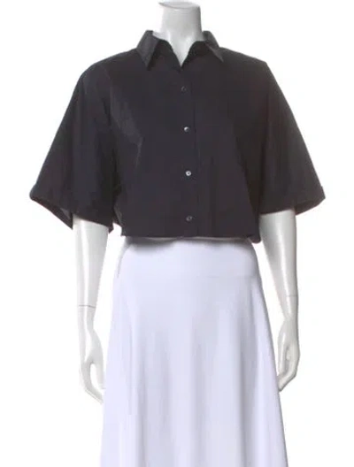 Pre-owned Twp Short Sleeve Crop Top In Blue