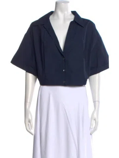 Pre-owned Twp Short Sleeve Crop Top In Blue