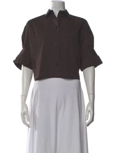 Pre-owned Twp Short Sleeve Crop Top In Brown