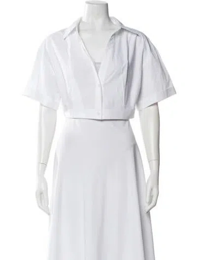Pre-owned Twp Short Sleeve Crop Top In White