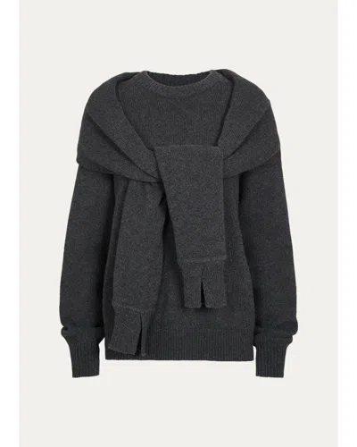 Twp Shrug Cashmere Crewneck Sweater In Charcoal Grey