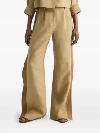 Twp Side-stripe Wide-leg Trousers In Neutral