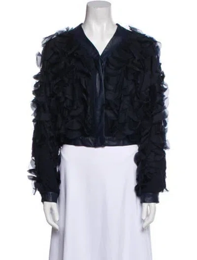 Pre-owned Twp Silk Bomber Jacket In Blue
