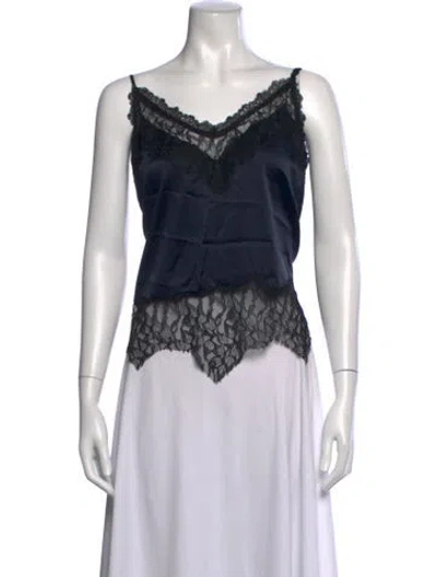 Pre-owned Twp Silk Lace Pattern Top In Black