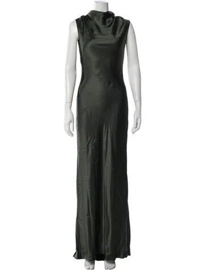 Pre-owned Twp Silk Long Dress In Green