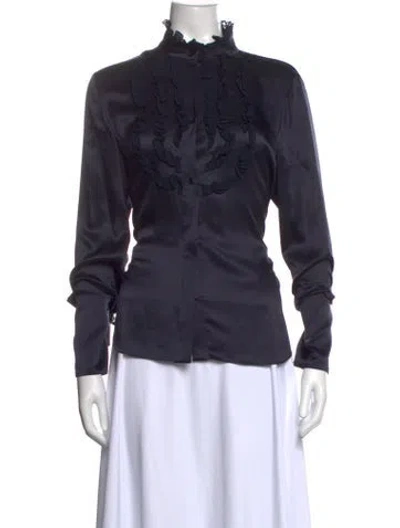 Pre-owned Twp Silk Long Sleeve Blouse In Blue
