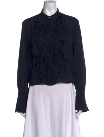 Pre-owned Twp Silk Long Sleeve Blouse In Blue