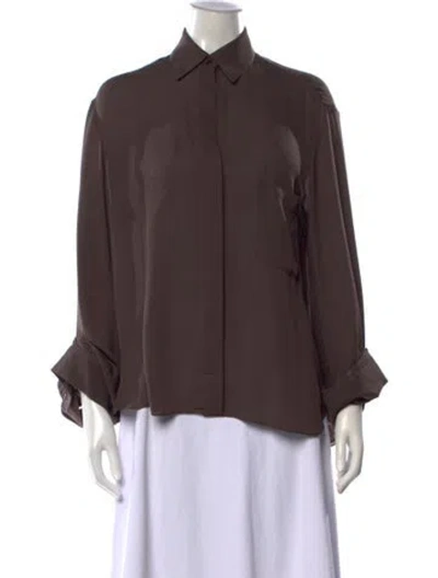 Pre-owned Twp Silk Long Sleeve Blouse In Brown