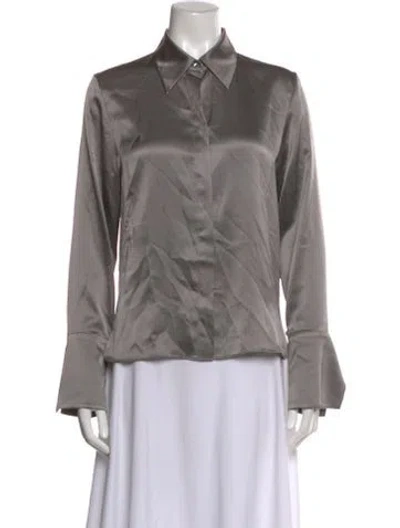 Pre-owned Twp Silk Long Sleeve Blouse In Gray