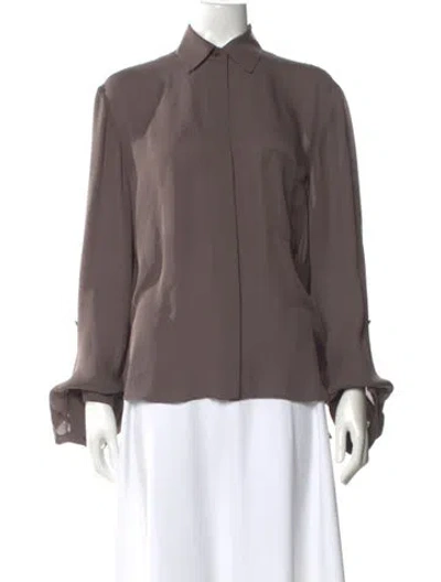 Pre-owned Twp Silk Long Sleeve Blouse In Gray
