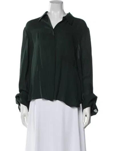 Pre-owned Twp Silk Long Sleeve Blouse In Green