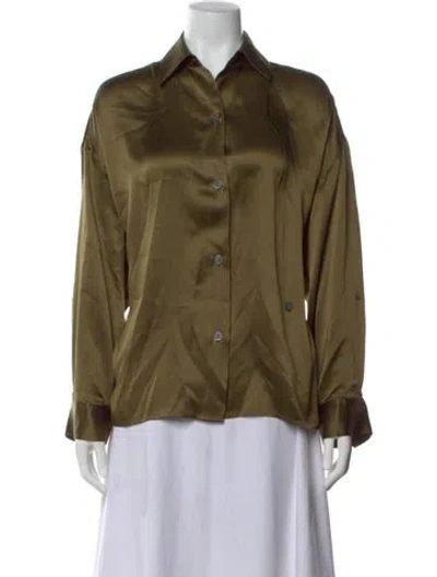 Pre-owned Twp Silk Long Sleeve Blouse In Green