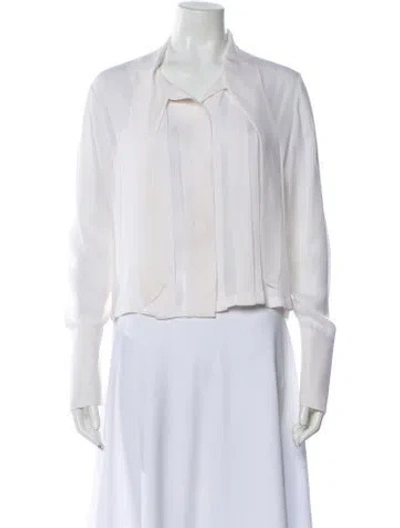 Pre-owned Twp Silk Long Sleeve Blouse In White