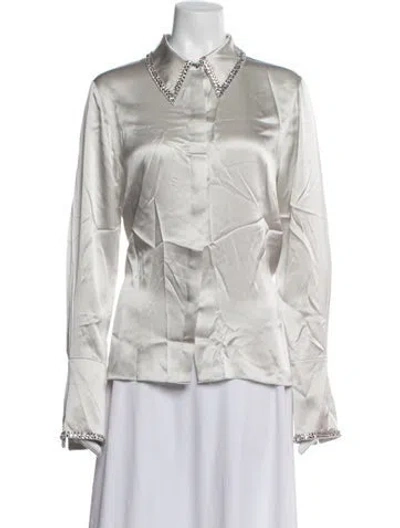 Pre-owned Twp Silk Long Sleeve Blouse In White