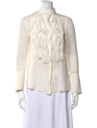 Pre-owned Twp Silk Long Sleeve Blouse In White