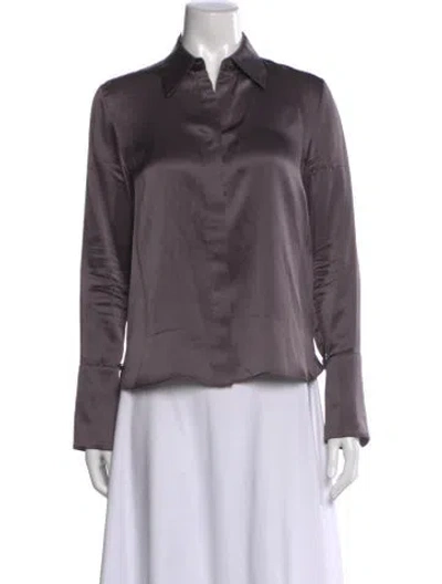 Pre-owned Twp Silk Long Sleeve Button-up Top In Black