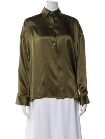 Pre-owned Twp Silk Long Sleeve Button-up Top In Green