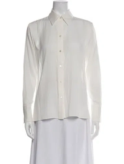 Pre-owned Twp Silk Long Sleeve Button-up Top In Green