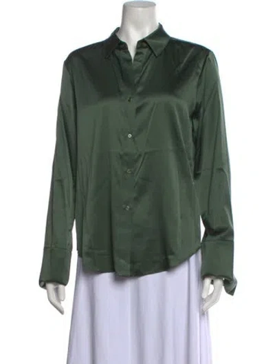 Pre-owned Twp Silk Long Sleeve Button-up Top In Green