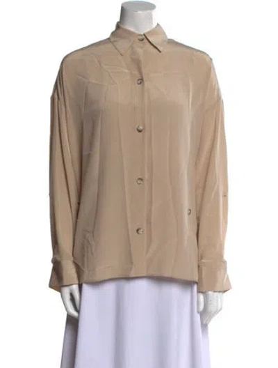 Pre-owned Twp Silk Long Sleeve Button-up Top In Neutral
