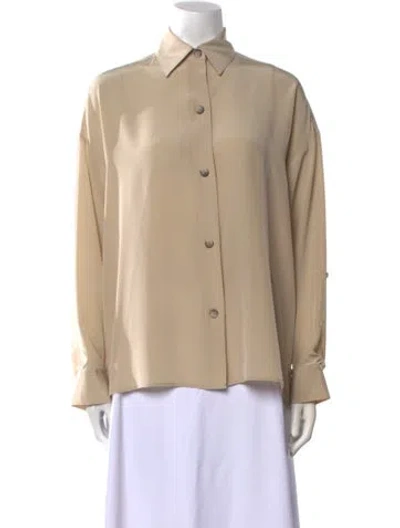 Pre-owned Twp Silk Long Sleeve Button-up Top In Neutral
