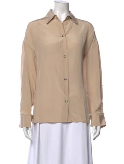 Pre-owned Twp Silk Long Sleeve Button-up Top In Neutral