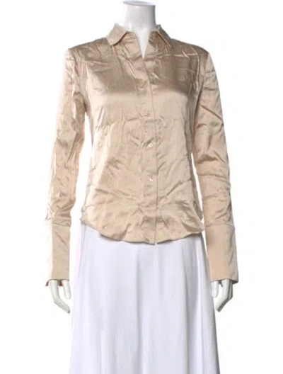 Pre-owned Twp Silk Long Sleeve Button-up Top In Neutral