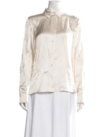 Pre-owned Twp Silk Long Sleeve Button-up Top In Neutral