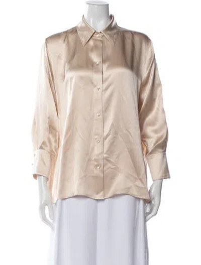 Pre-owned Twp Silk Long Sleeve Button-up Top In Neutral