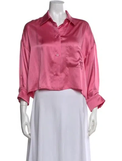 Pre-owned Twp Silk Long Sleeve Button-up Top In Pink
