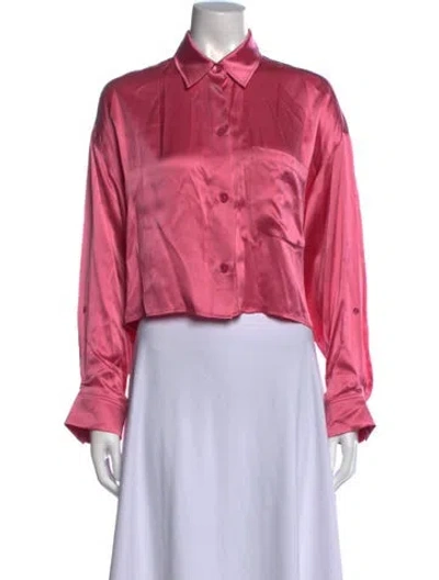 Pre-owned Twp Silk Long Sleeve Button-up Top In Pink