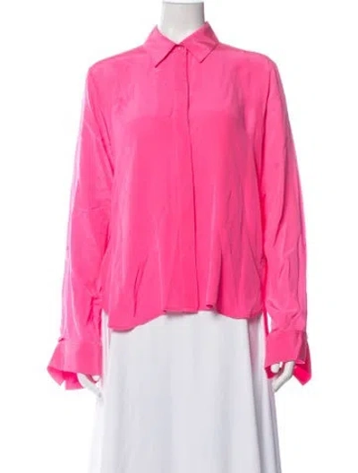 Pre-owned Twp Silk Long Sleeve Button-up Top In Pink