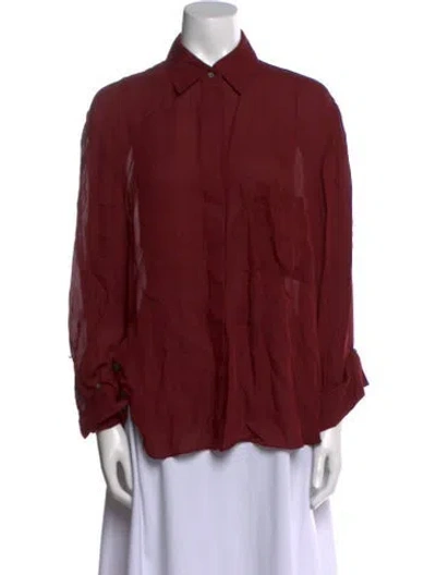 Pre-owned Twp Silk Long Sleeve Button-up Top In Red