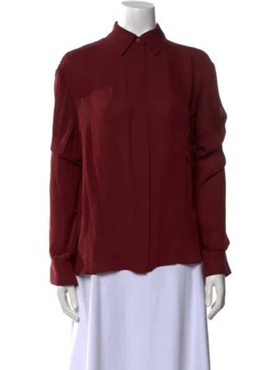 Pre-owned Twp Silk Long Sleeve Button-up Top In Red