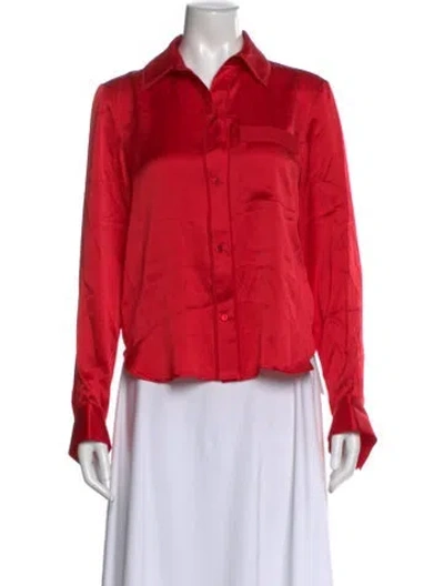 Pre-owned Twp Silk Long Sleeve Button-up Top In Red