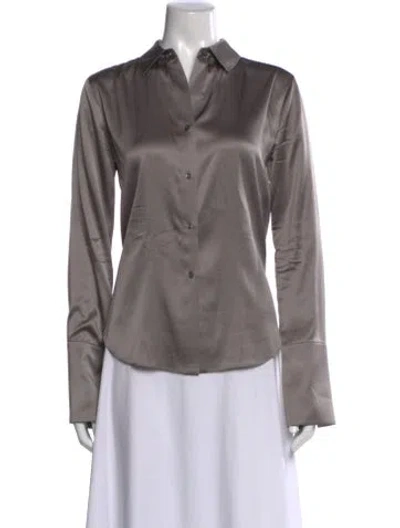Pre-owned Twp Silk Long Sleeve Button-up Top In Silver