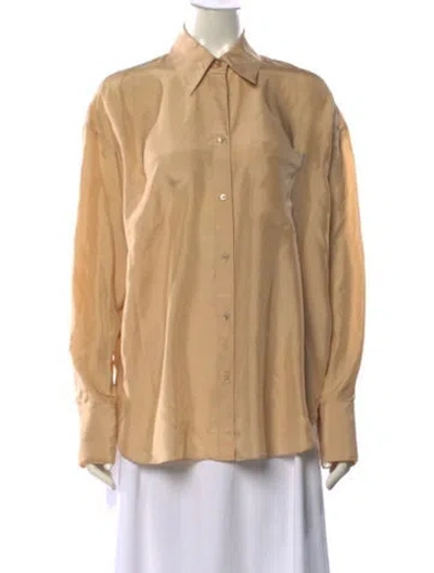 Pre-owned Twp Silk Long Sleeve Button-up Top W/ Tags In Neutrals