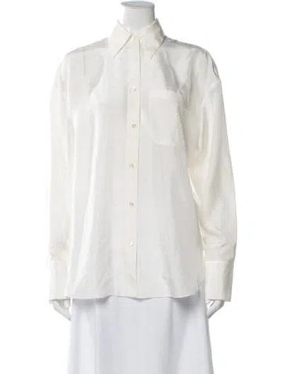 Pre-owned Twp Silk Long Sleeve Button-up Top W/ Tags In White