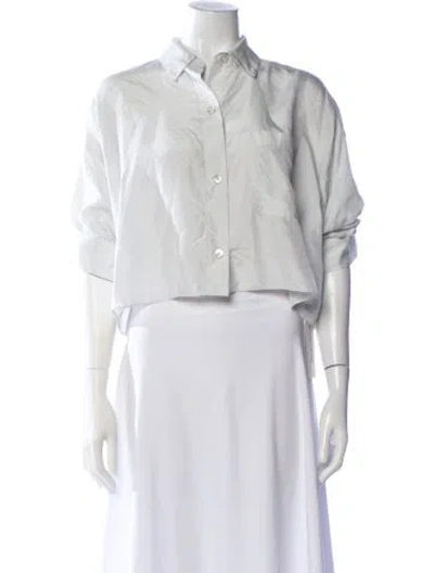 Pre-owned Twp Silk Long Sleeve Button-up Top In White