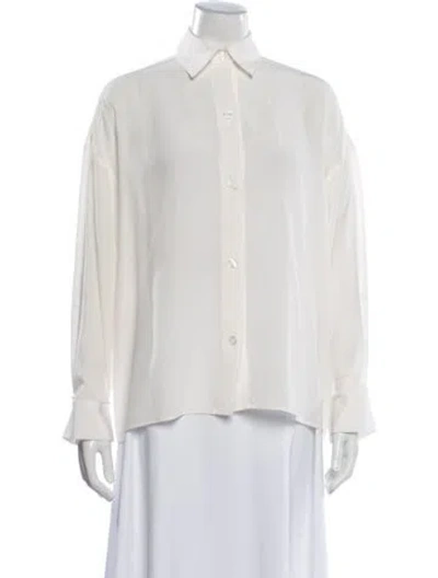 Pre-owned Twp Silk Long Sleeve Button-up Top In White