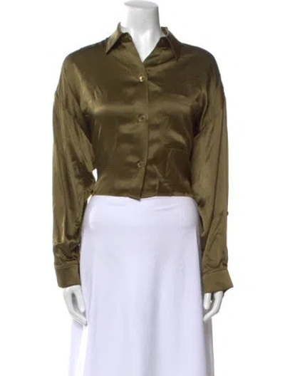 Pre-owned Twp Silk Long Sleeve Crop Top In Green