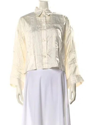 Pre-owned Twp Silk Long Sleeve Crop Top In Neutral