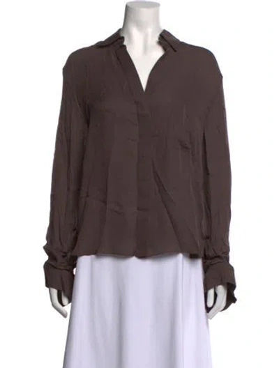 Pre-owned Twp Silk Long Sleeve Top In Brown