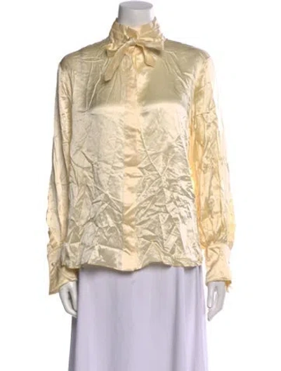 Pre-owned Twp Silk Mock Neck Blouse In Neutral