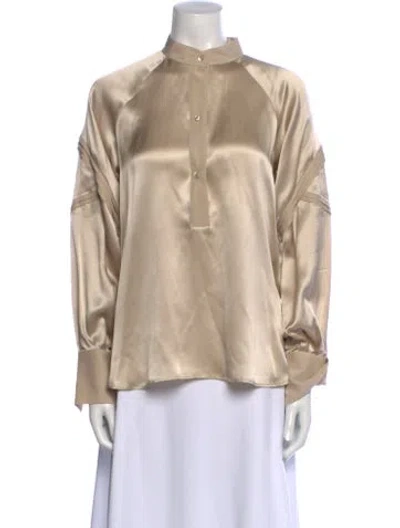 Pre-owned Twp Silk Mock Neck Blouse In Neutral