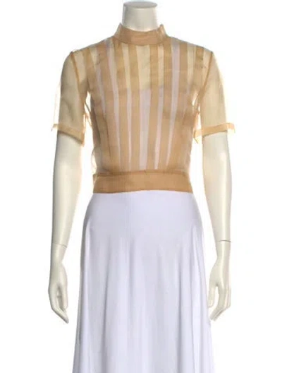 Pre-owned Twp Silk Mock Neck Crop Top In Neutral