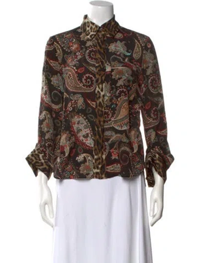 Pre-owned Twp Silk Paisley Print Blouse In Black